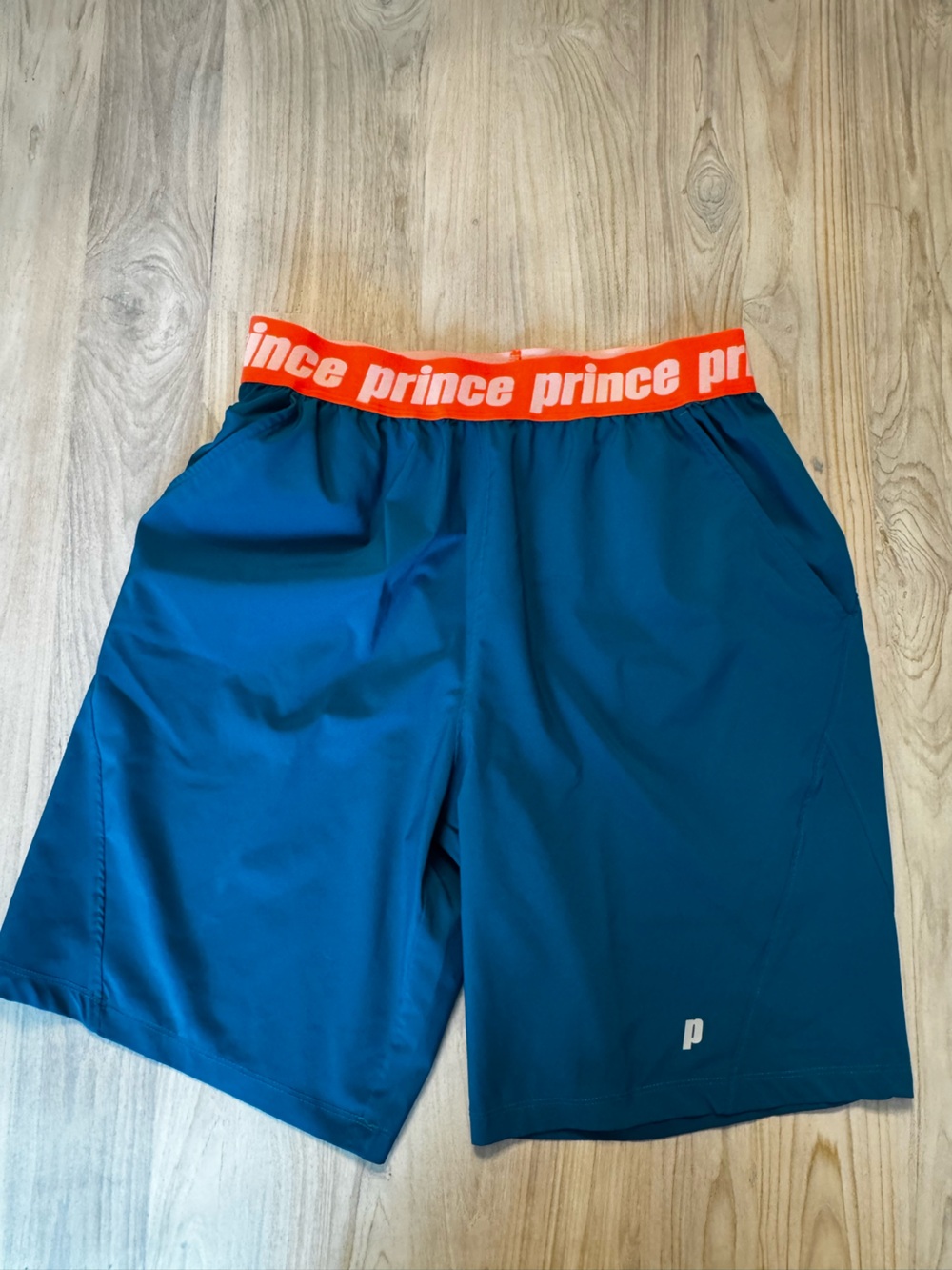 Prince Teal Athletic Shorts with Orange Branded Waistband